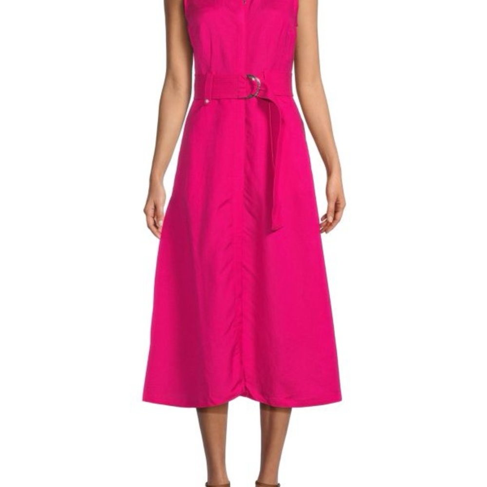 Karl Lagerfeld Paris FUCHSIA Belted Midi Dress